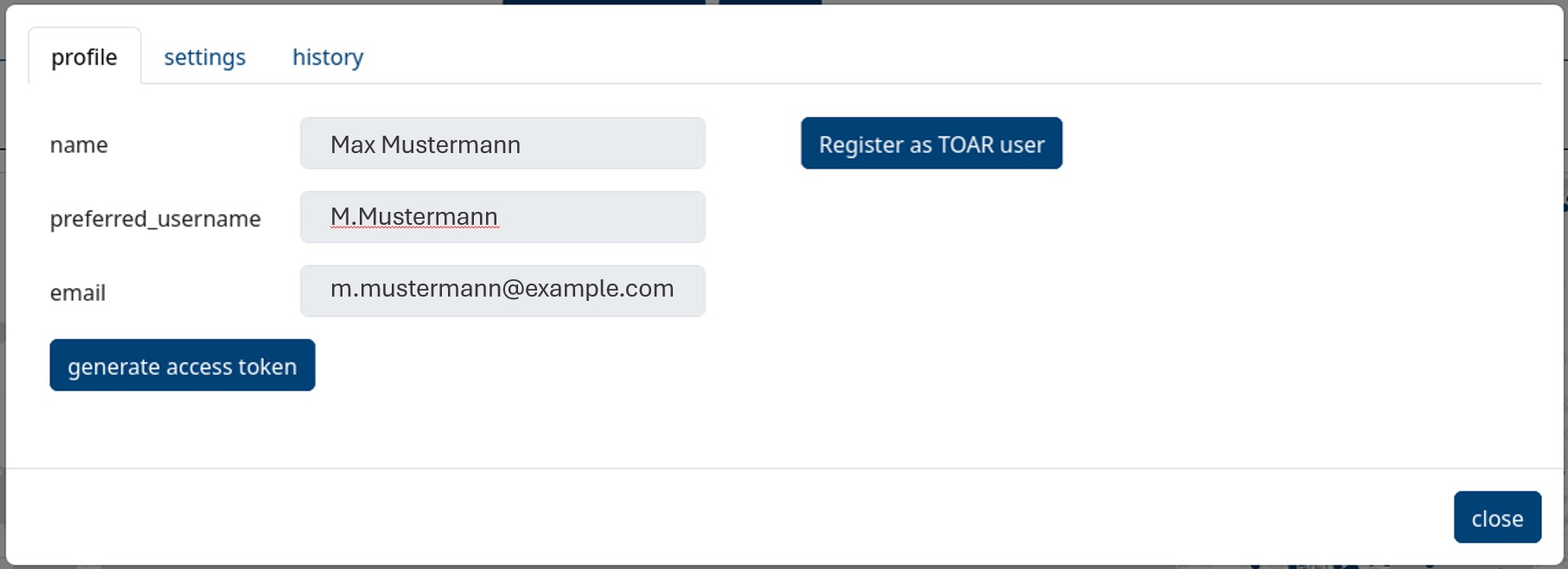 the profile window